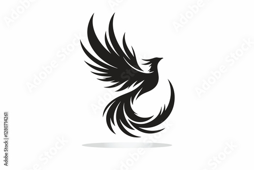 silhouette of Fenix, symbolizes freedom and adventure in black and white