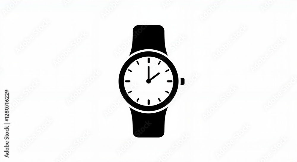 Black wristwatch on white background Black wristwatch on white background