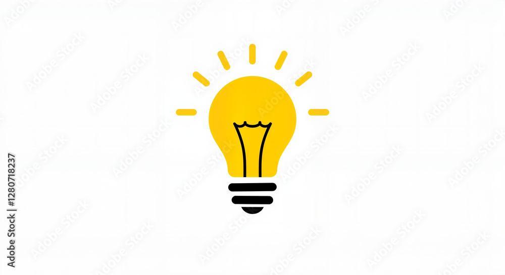 Light bulb illustration with rays on white background Light bulb illustration with rays on white background