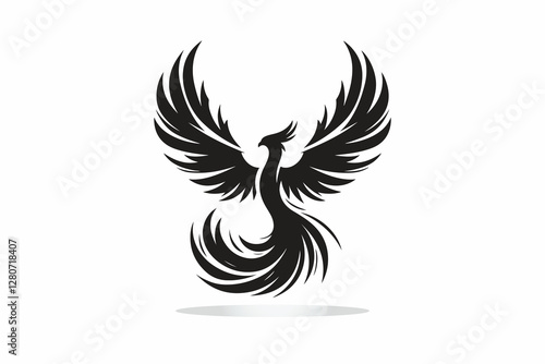 silhouette of Fenix, symbolizes freedom and adventure in black and white
