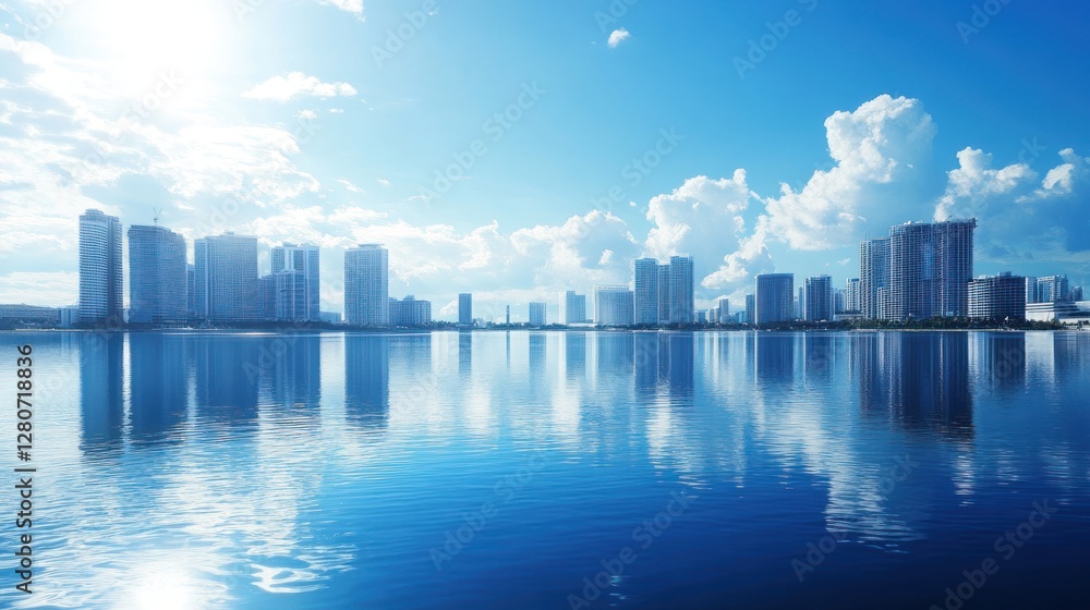 Fototapeta premium Stunning Cityscape Reflection on Calm Waters