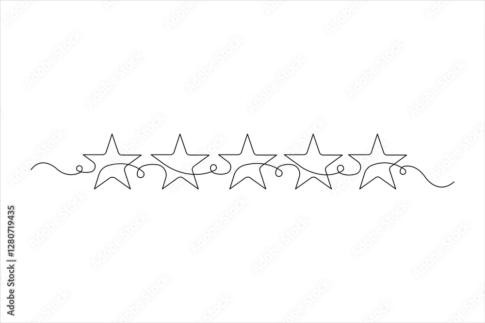 Naklejka premium Star continuous one line art drawing of minimalist star vector illustration