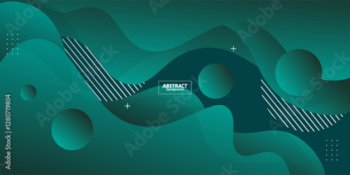 Abstract colored green geometric wave background. Fluid color design with shadow. Liquid shape composition. Vector Eps10.