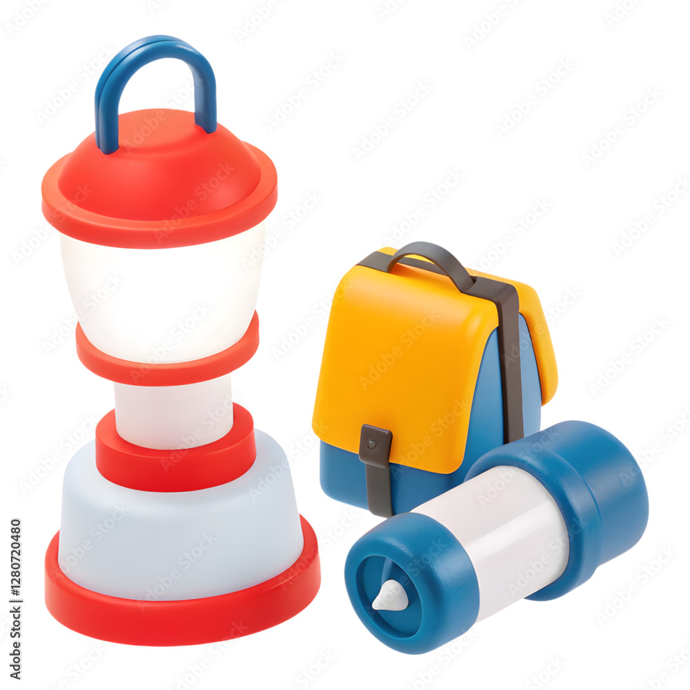 Gen Z lifestyle activity, campfire summer 3d a lantern clipart camping gear 3d illustration Gen Z lifestyle activity, campfire summer 3d a lantern clipart camping gear 3d illustration