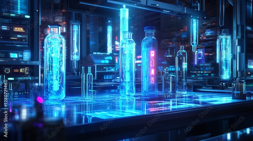 Professional Image Cybernetic Laboratory With Glowing Liquid Professional Image Cybernetic Laboratory With Glowing Liquid