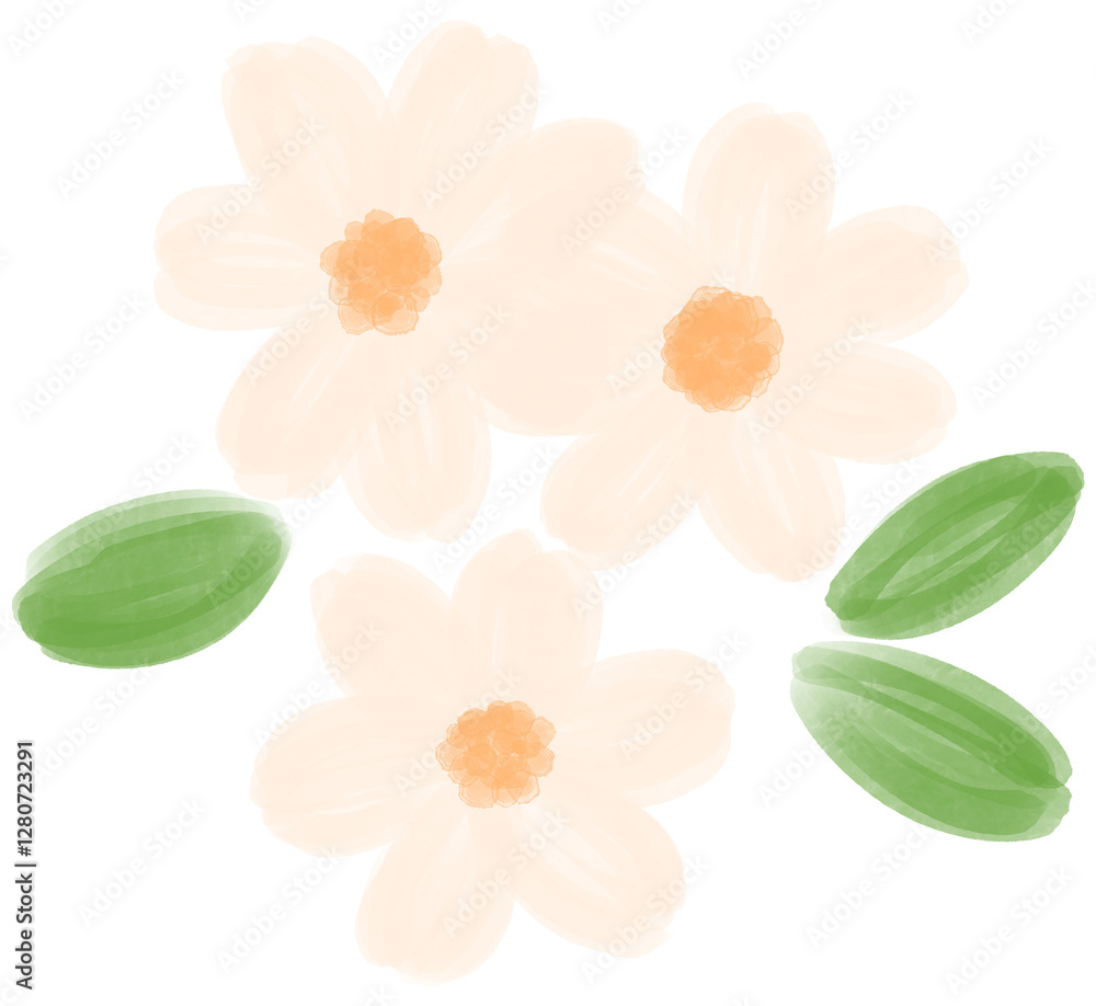 Naklejka premium Illustration of a small white Daisy flower blooming