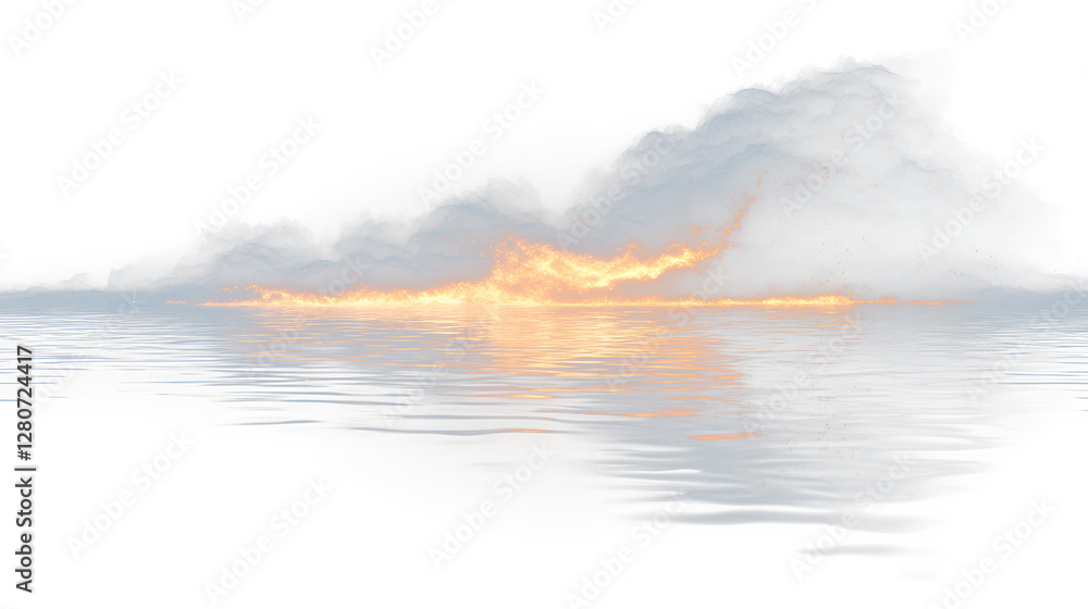 Naklejka premium a fire is coming out of the water