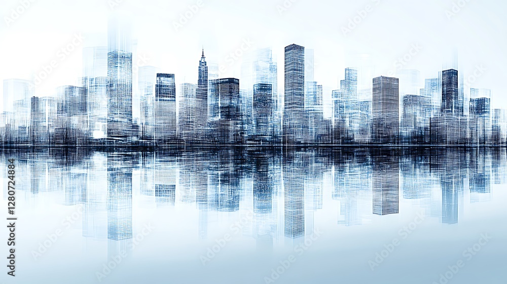 This abstract urban cityscape reflects buildings and the sky This abstract urban cityscape reflects buildings and the sky