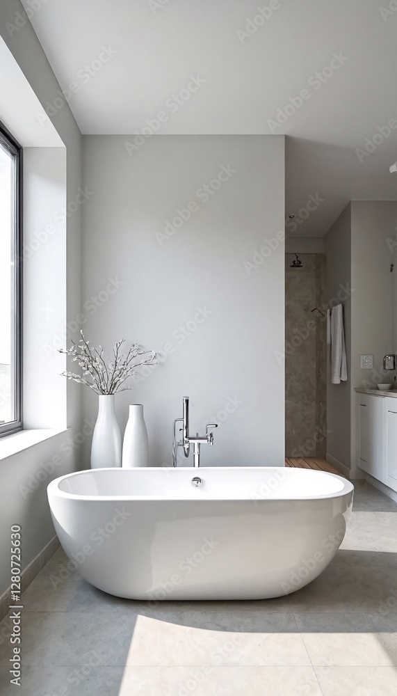 Bathroom with Bathtub and Natural Light. Bathroom with Bathtub and Natural Light.
