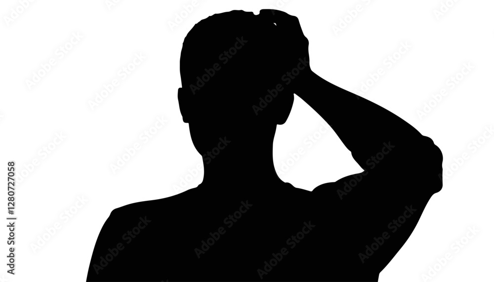 Silhouette of a person scratching head in confusion Silhouette of a person scratching head in confusion