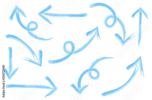 水彩の水色矢印セット