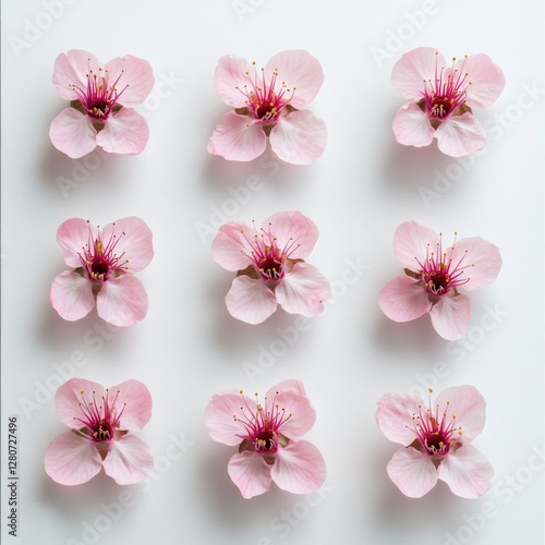 Pink Blossoms Against White Background