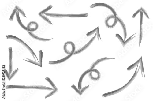 水彩の黒い矢印セット