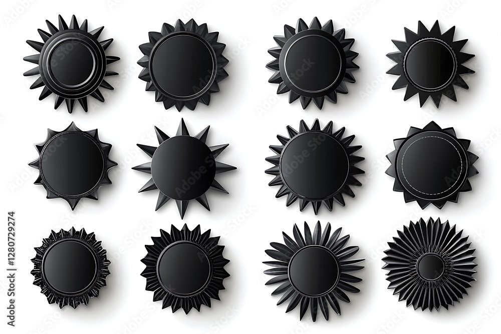 Fototapeta premium Black starburst badges, design elements