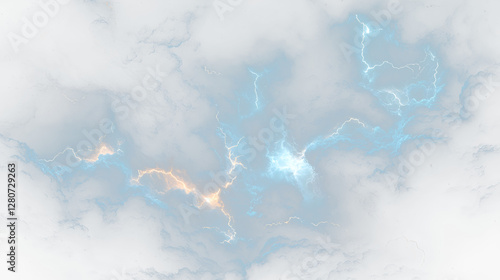 a dark blue sky with lightning and stars