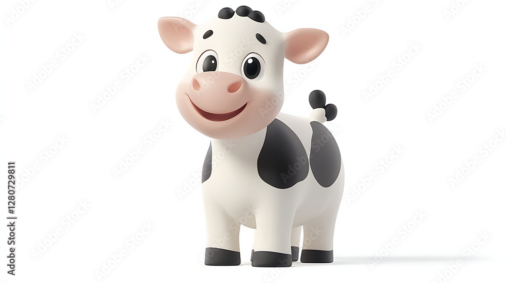 Fototapeta premium Cute cartoon cow on white background