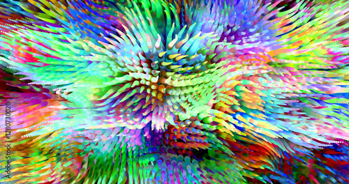 Colorful abstract texture created with Gradient flow and 3D structure imitate the movement of liquid or wind. Vibrant colors, volumetric waves and digital noise create a sense of depth and dynamics. I