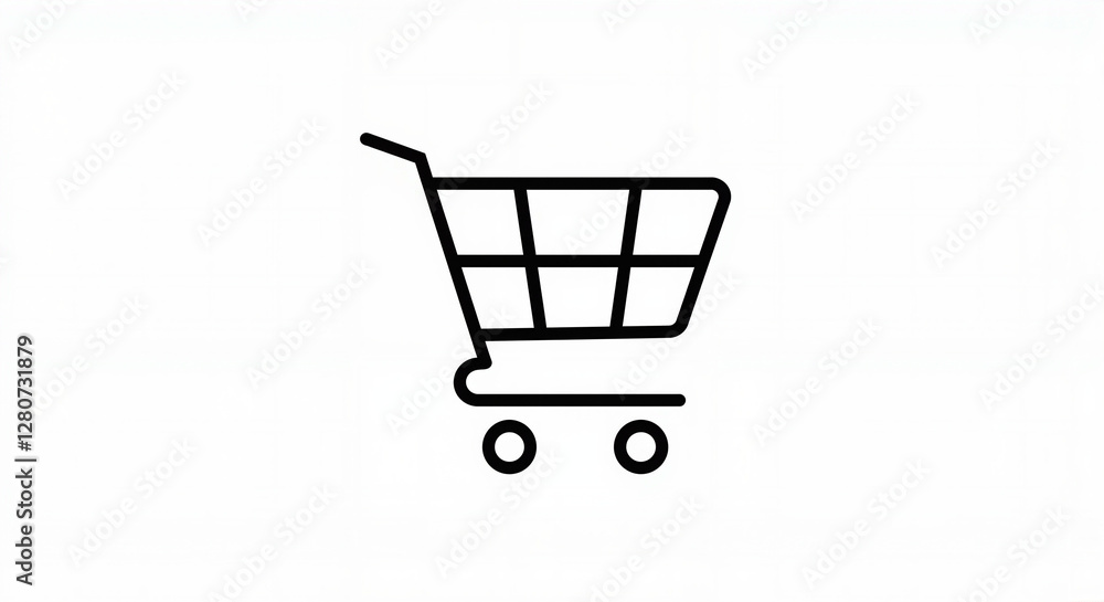 Shopping cart outline on white background Shopping cart outline on white background
