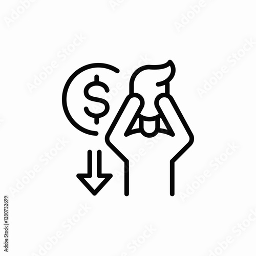 upset stocks are falling icon vector sign