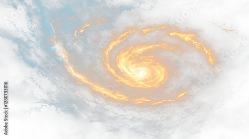 a spiral of fire and smoke in the sky