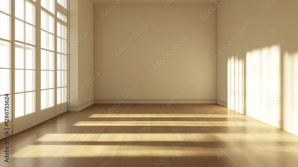 Empty room, sunlight, shadows, interior design, mock-up Empty room, sunlight, shadows, interior design, mock-up