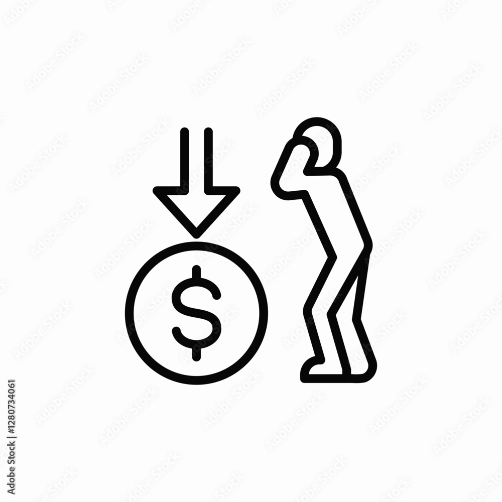 upset stocks are falling icon vector sign upset stocks are falling icon vector sign