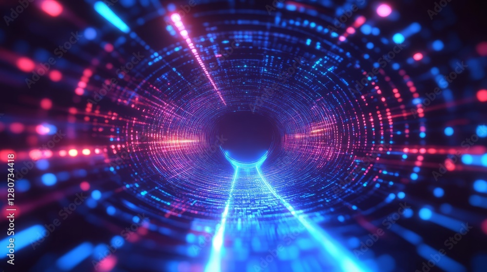 Fototapeta premium Neon Digital Funnel Futuristic Tech Concept 3