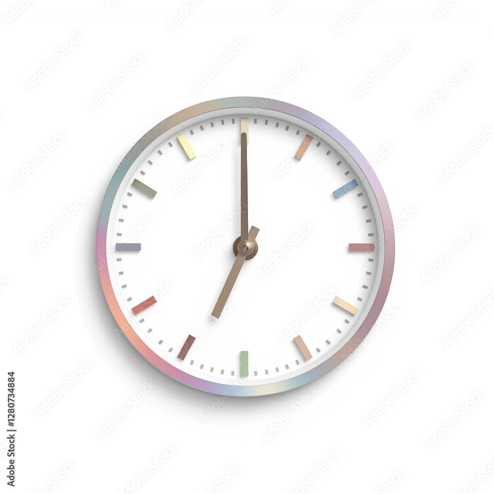 Colorful wall clock on white background Colorful wall clock on white background