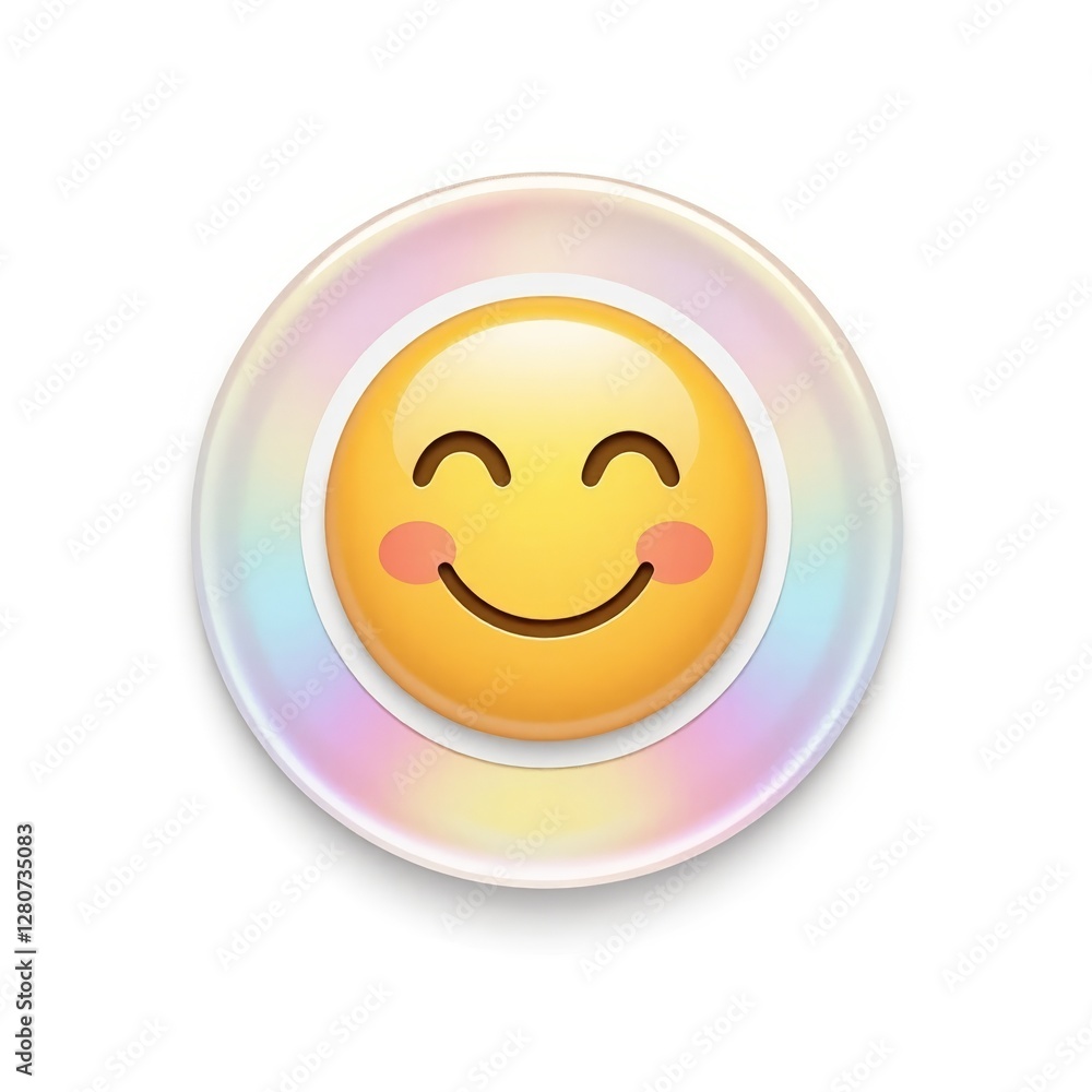 Fototapeta premium Smiling emoji on iridescent background
