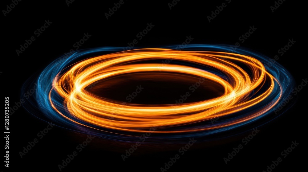Fototapeta premium Abstract Light Rings on Black Background