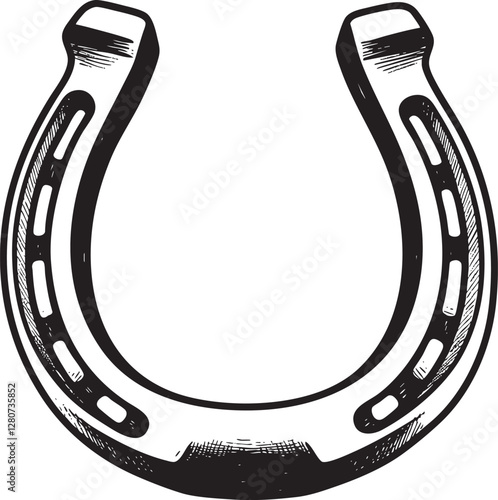  Black and White Horseshoe Illustration: Vector Outline Design