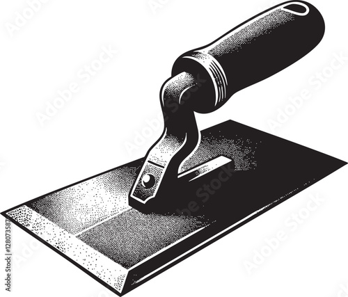  Black and White Vector Illustration of a Trowel