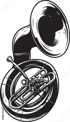  Tuba Vector Illustration: Black and White Outline Drawing