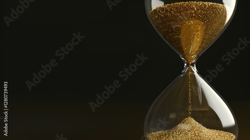 Sand running through the bulbs of an hourglass measuring the passing time in a countdown to a deadline