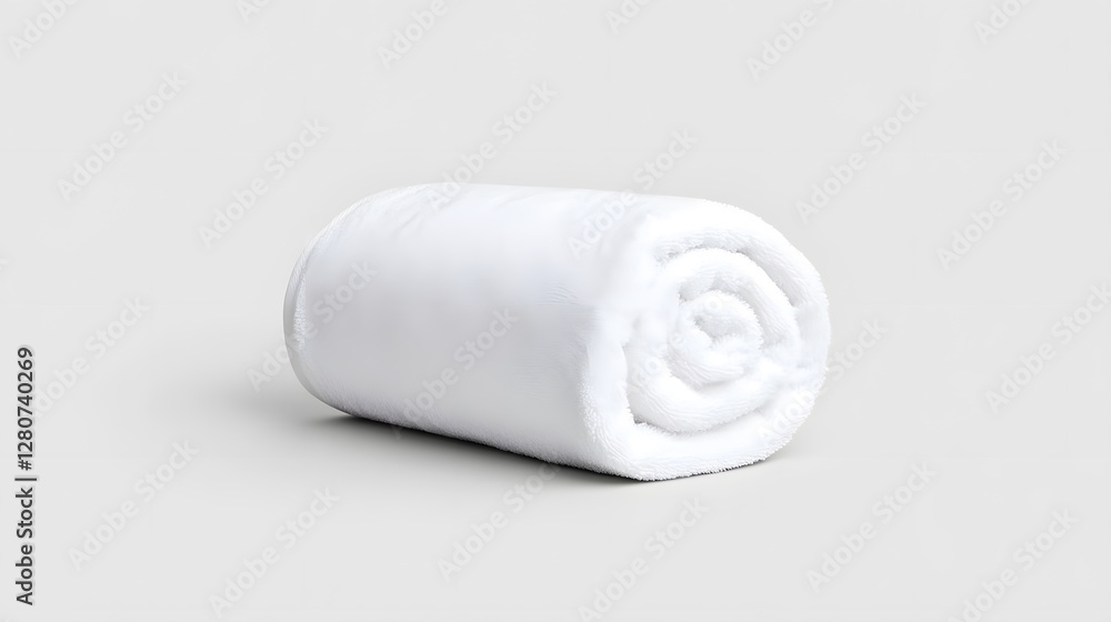 Single rolled white towel, spa element, isolated on white background Single rolled white towel, spa element, isolated on white background