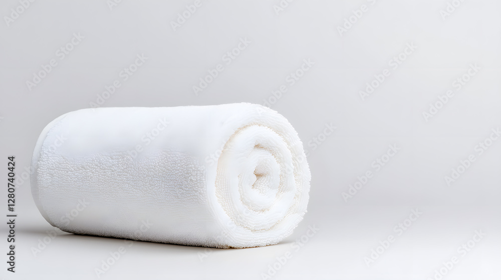 Single rolled white towel, spa element, isolated on white background Single rolled white towel, spa element, isolated on white background