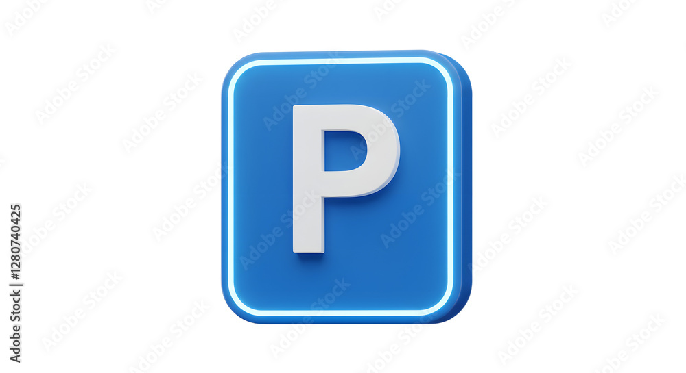 Parking Sign Icon Design with Blue Background and White Letter Parking Sign Icon Design with Blue Background and White Letter
