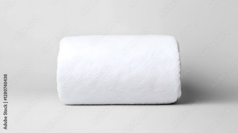Single rolled white towel, spa element, isolated on white background Single rolled white towel, spa element, isolated on white background