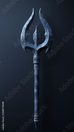 Stone trident, dark background, fantasy game