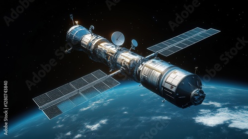 Fototapeta Naklejka Na Ścianę i Meble -  rogue space station drifting through the void, abandoned for decades.