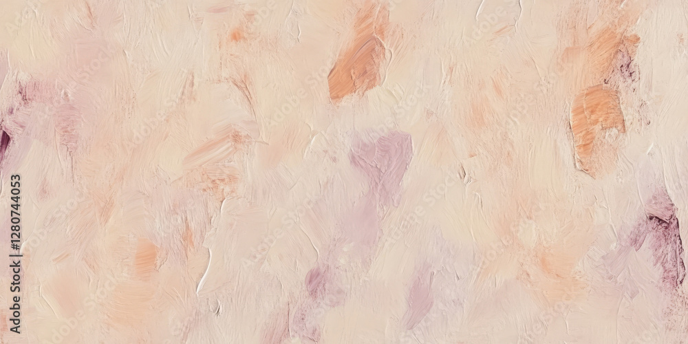 Fototapeta premium A seamless textured oil paint background in pastel peach fuzz, lilac, and burnt orange, inspired by modern abstract art.