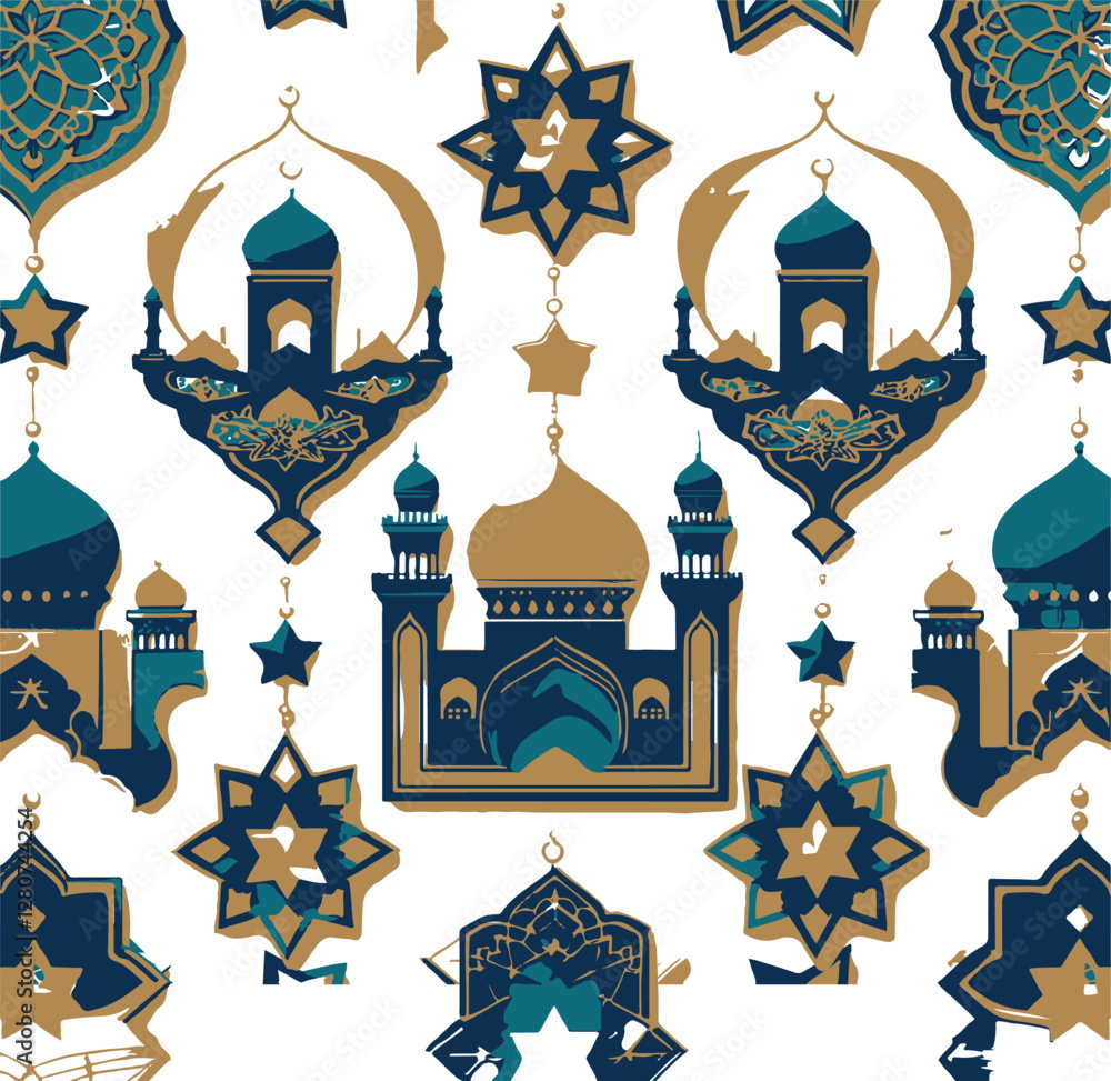 Obraz premium Ramadan Icons Vector Illustration