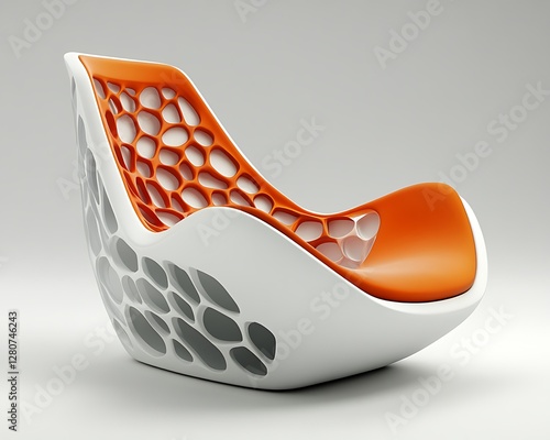 Orange modern chair, studio shot