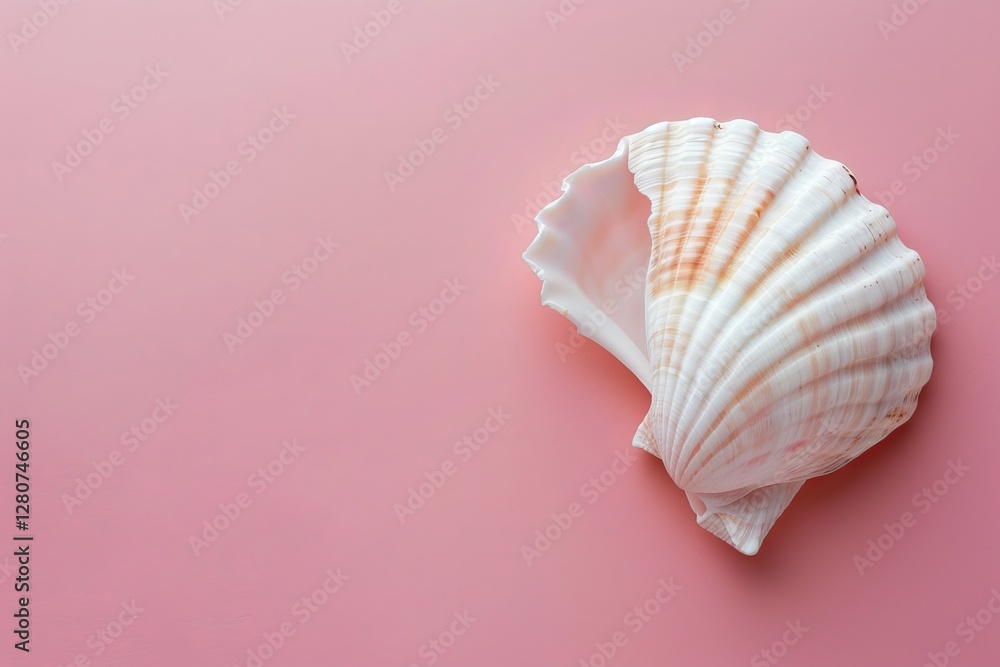 Elegant Shell on Pink Background for Relaxation and Decoration Use Elegant Shell on Pink Background for Relaxation and Decoration Use