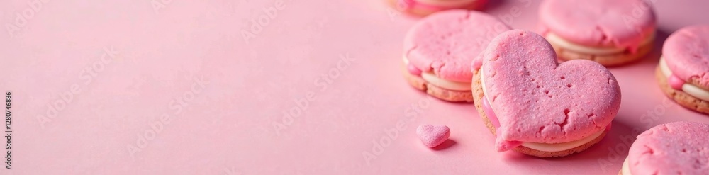 Pale pink cookies, pastel background, sweet messages, love, sugar, chocolate Pale pink cookies, pastel background, sweet messages, love, sugar, chocolate