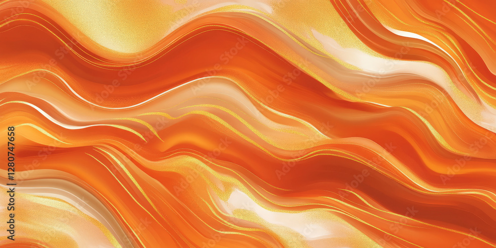 A seamless elegant marble wave pattern in burnt orange and gold, with subtle pearlescent highlights, forming a luxurious high-end background. A seamless elegant marble wave pattern in burnt orange and gold, with subtle pearlescent highlights, forming a luxurious high-end background.