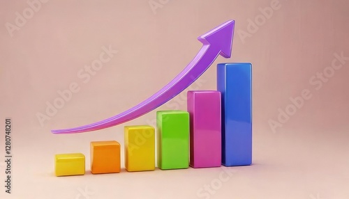 Free Download A colorful bar graph with an upward arrow symbolizes growth and progress in data visualization and analytics. - GFXLoad