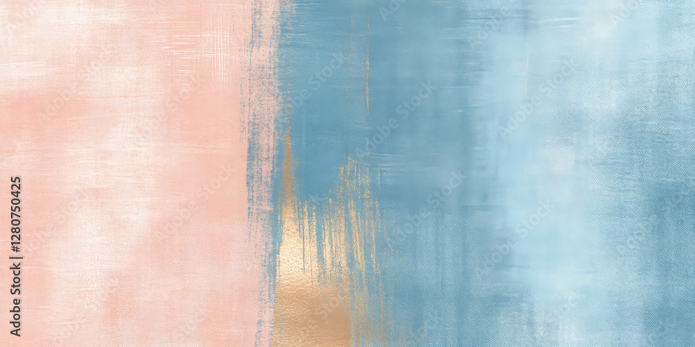 Fototapeta premium A non-seamless brushed metal texture in pastel peach fuzz and chambray blue, with subtle gold highlights for a premium effect.