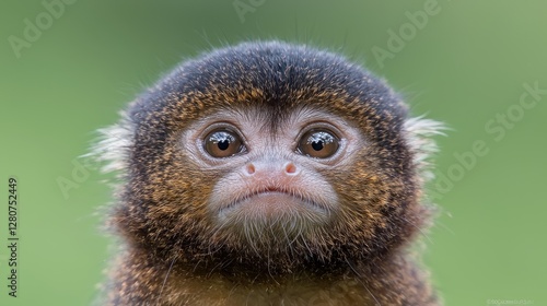 Golden Lion Tamarin Portrait, rainforest background, wildlife photography