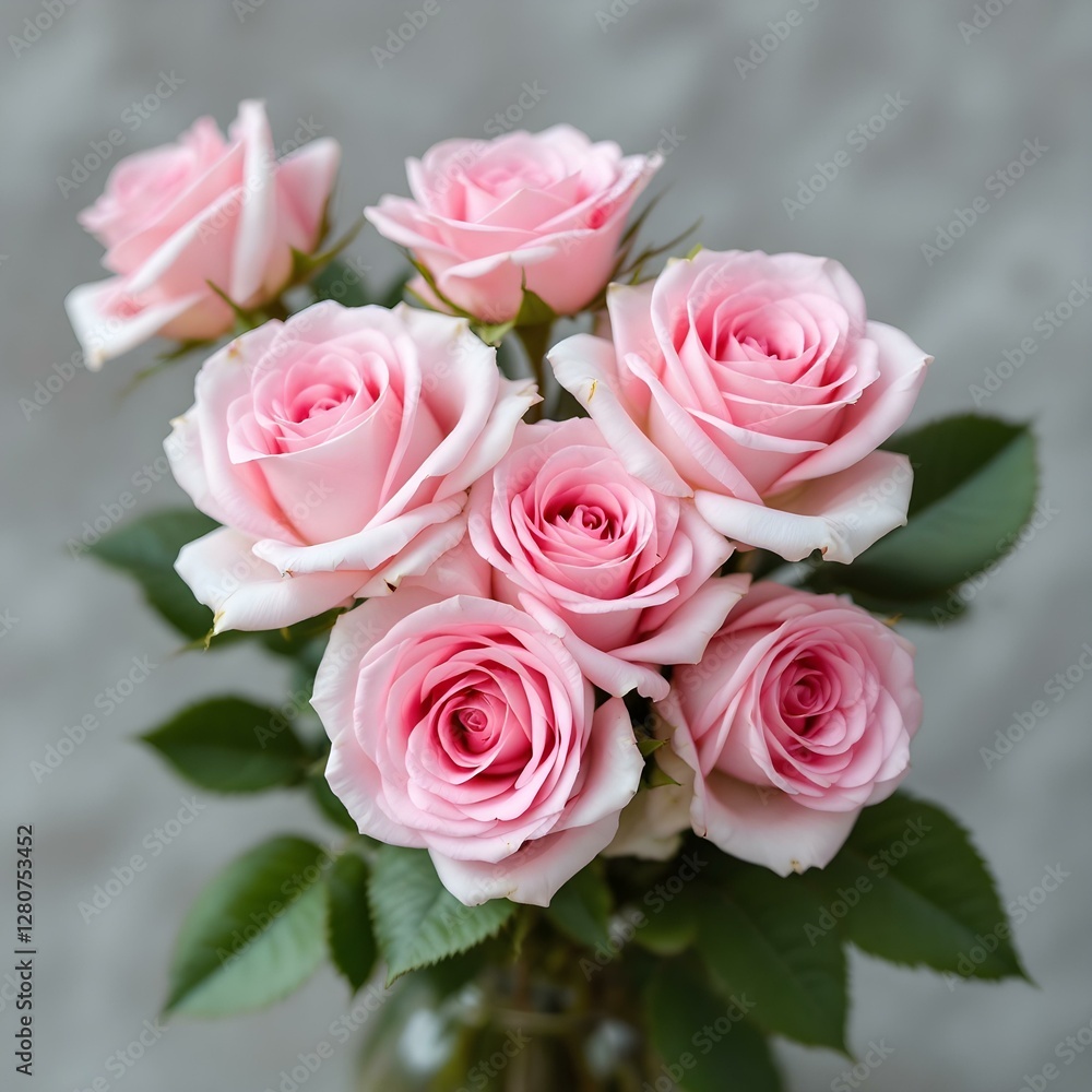 Pink roses bouquet, delicate petals, soft focus, romantic floral arrangement Pink roses bouquet, delicate petals, soft focus, romantic floral arrangement